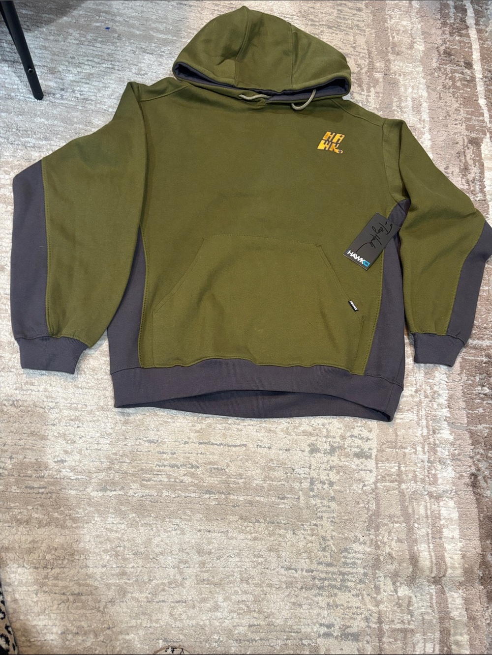 Tony Hawk Olive Green & Dark Gray Contrast Hoodie for Men
